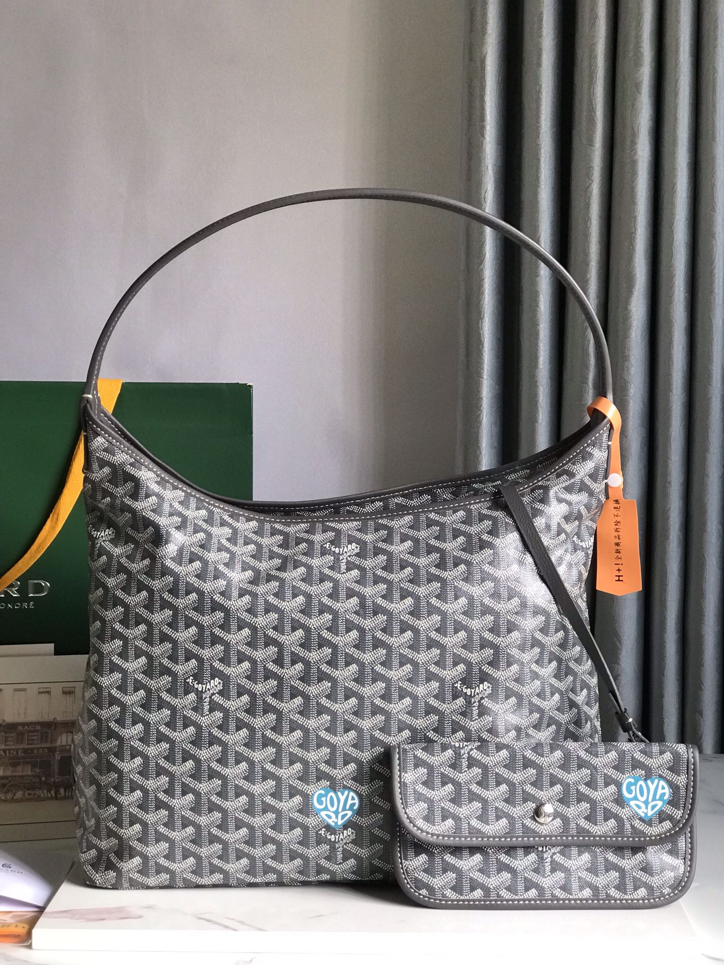 Goyard Hobo Boheme 42Cm Grey Canvas