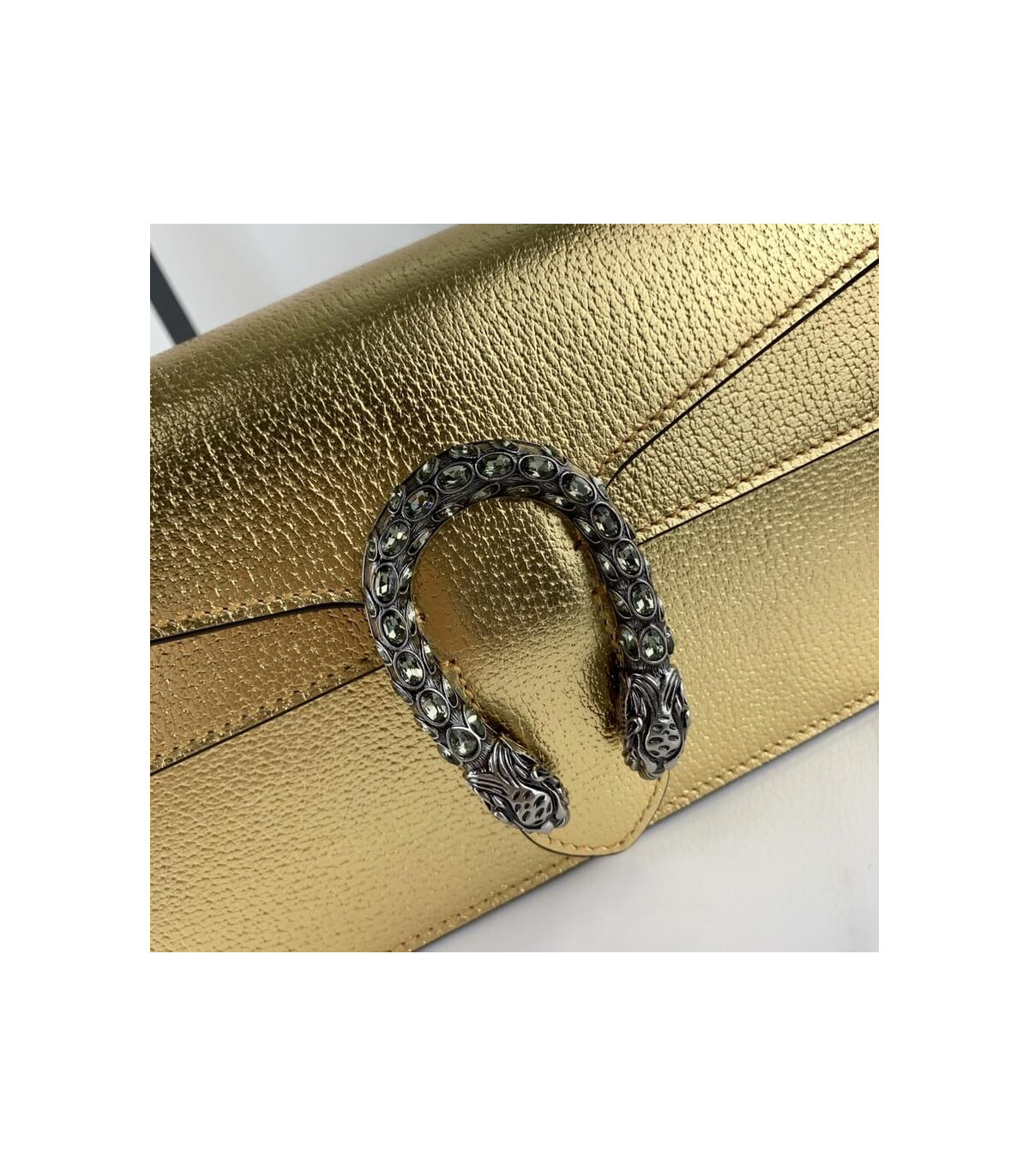 Gucci Dionysus Small Shoulder Bag in Gold Lame Leather