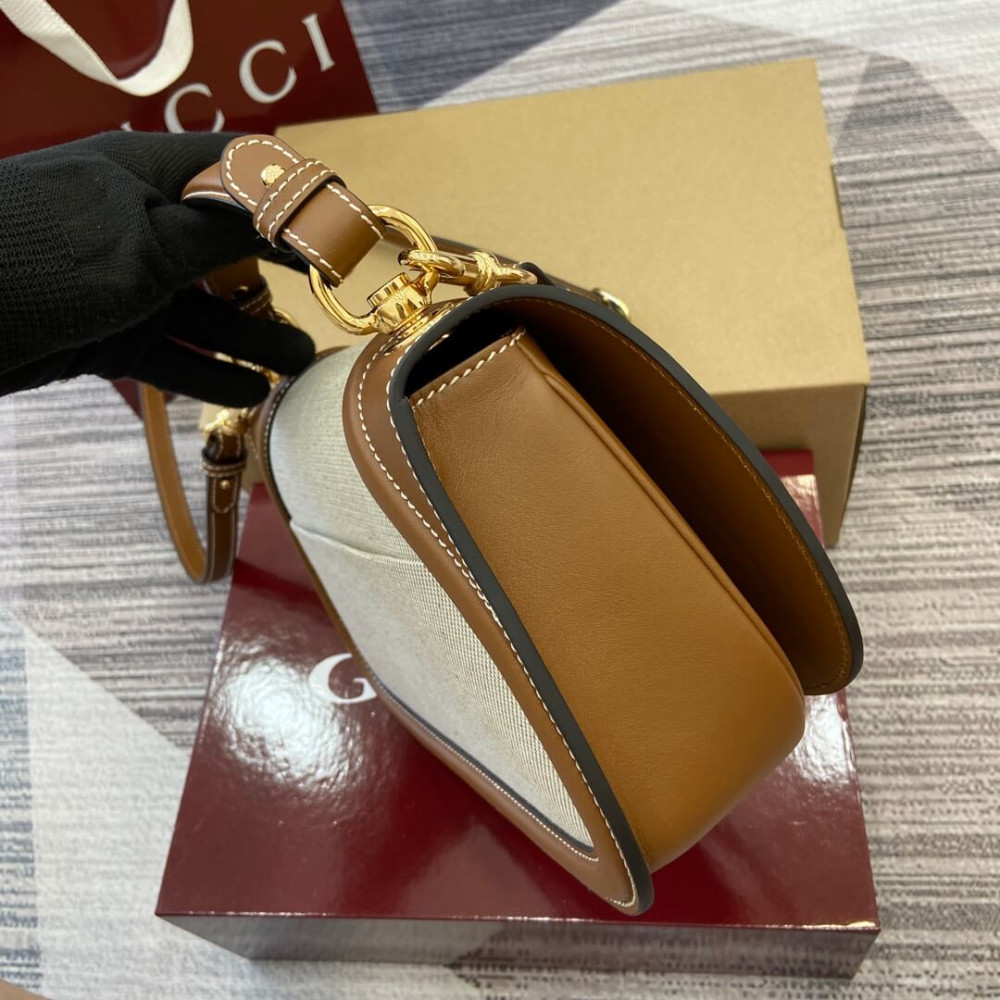 Gucci Blondie Small Top Handle Bag cotton linen canvas