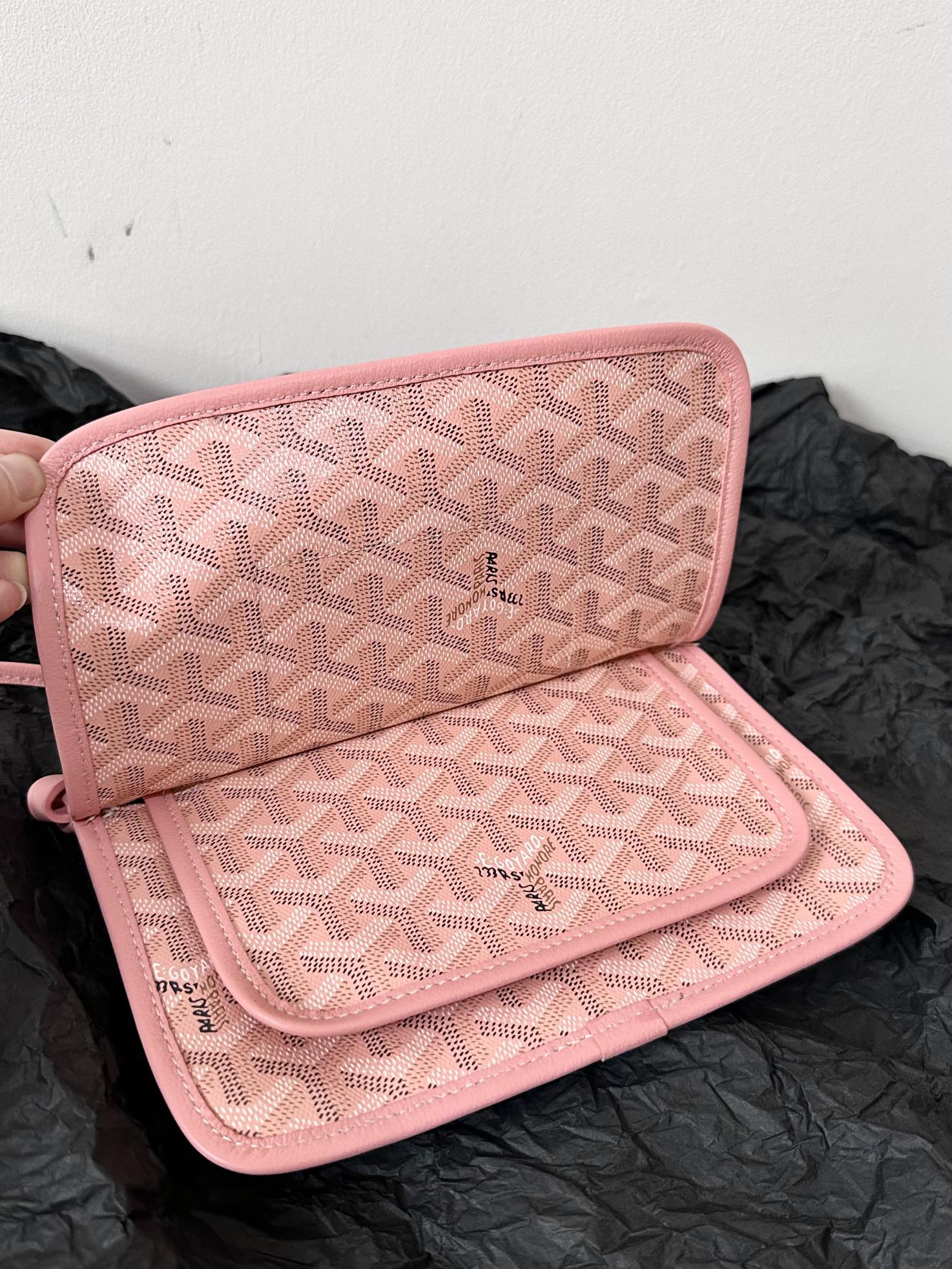 Goyard Plumet Pocket Wallet 20cm Pink Goyardine Canvas And Lambskin Trim