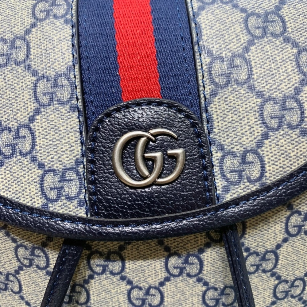Gucci Ophidia Gg Supreme Canvas Mini Backpack Beige Blue 20Cm 795221 96Iwn 4076