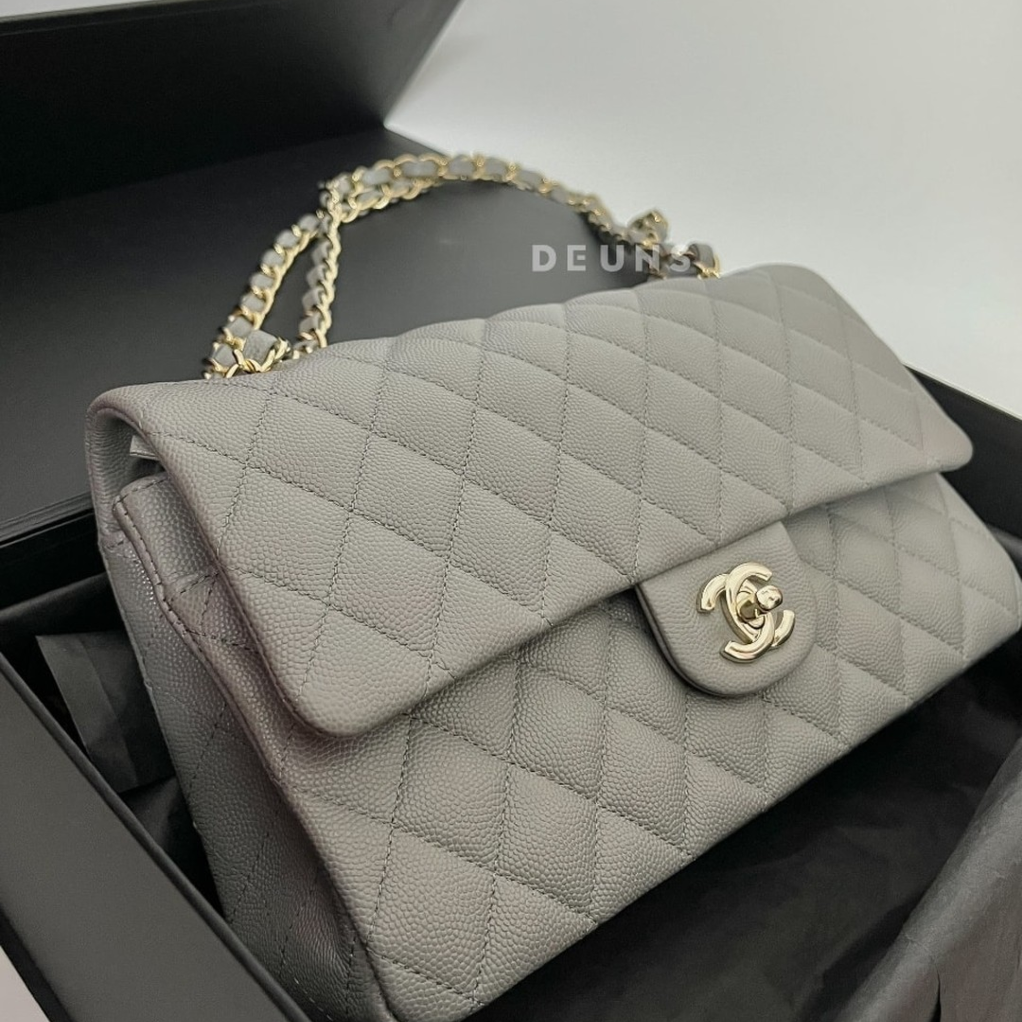 Chanel Classic Flap Bag 25 cm Grey Silver- Tone Hardware A01112