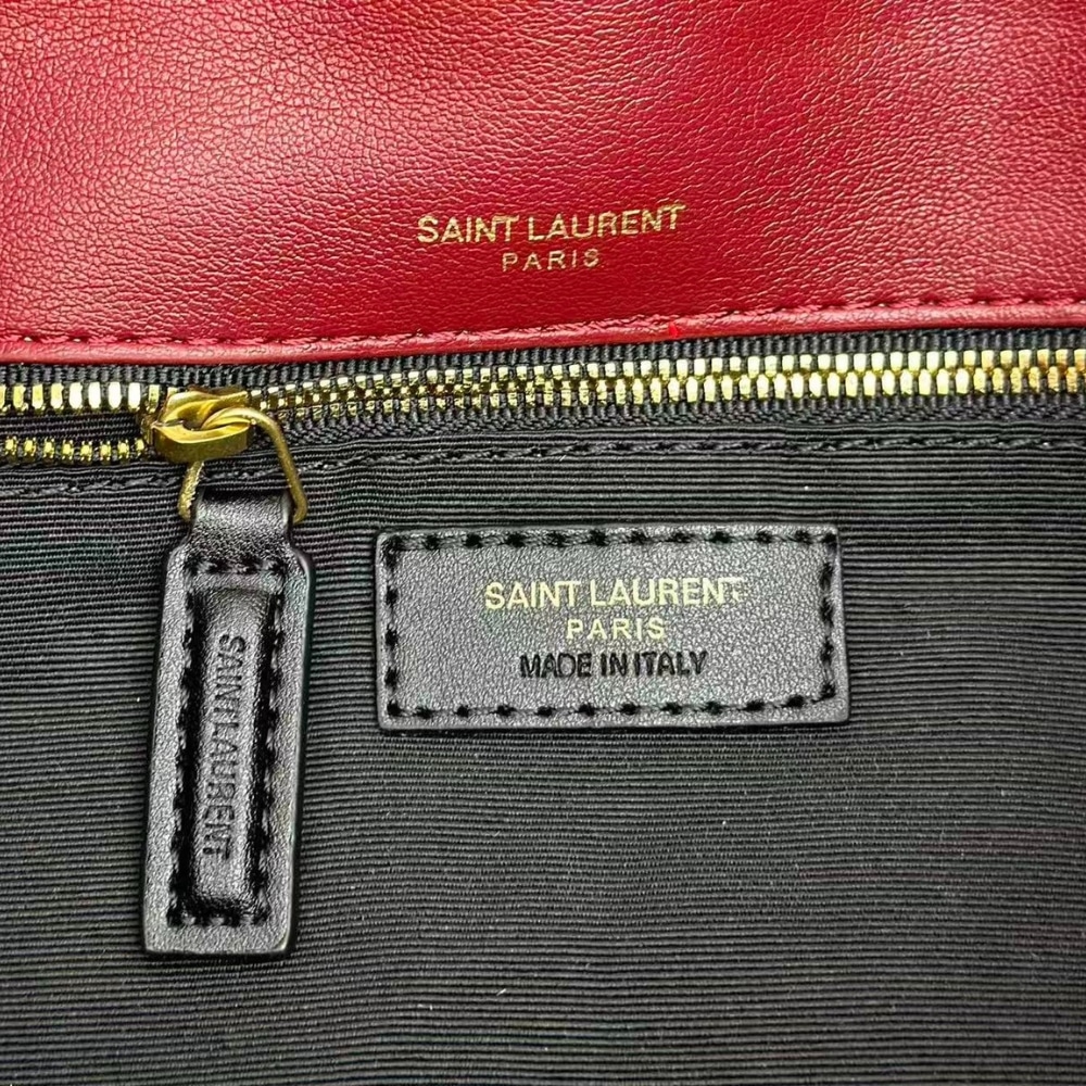 Saint Laurent Puffer Small In Leather Gold Hardware Red 29Cm