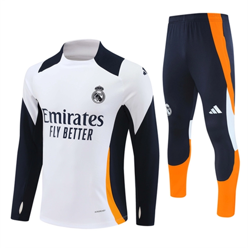 2024-25 Real Madrid White Long Sleeve Training Suit