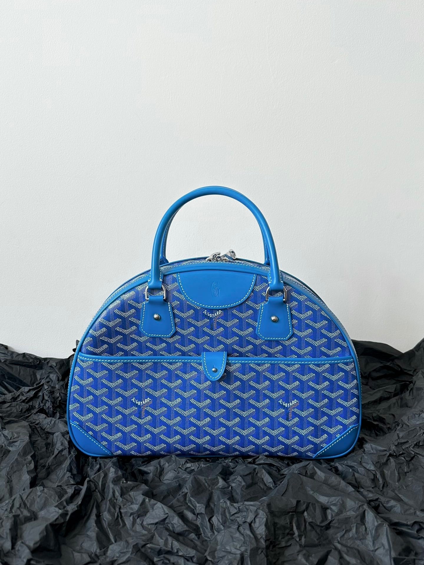 Goyard Goya Bowling Ball Medium Blue Canvas 35cm