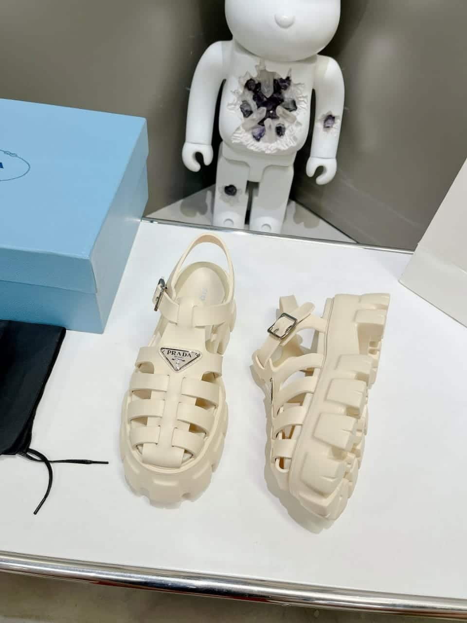 Prada Rubber Monolith Sandals Quartz 1X853M 3Lkk F0482 F Dd55