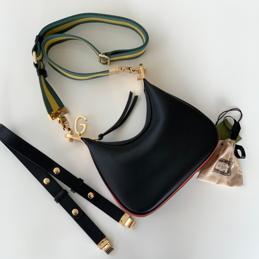 Gucci Black Leather Attache Small Shoulder Bag