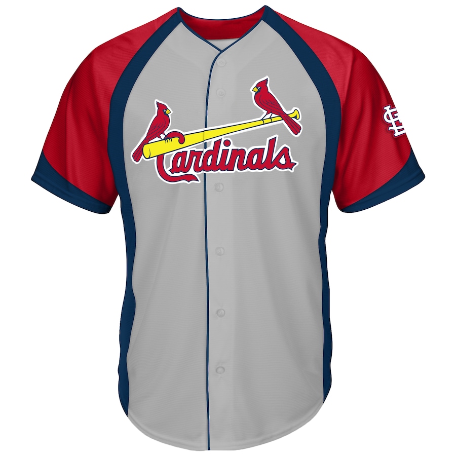 St. Louis Cardinals Big&Tall Colorblock Full-Button Jersey Gray/Red