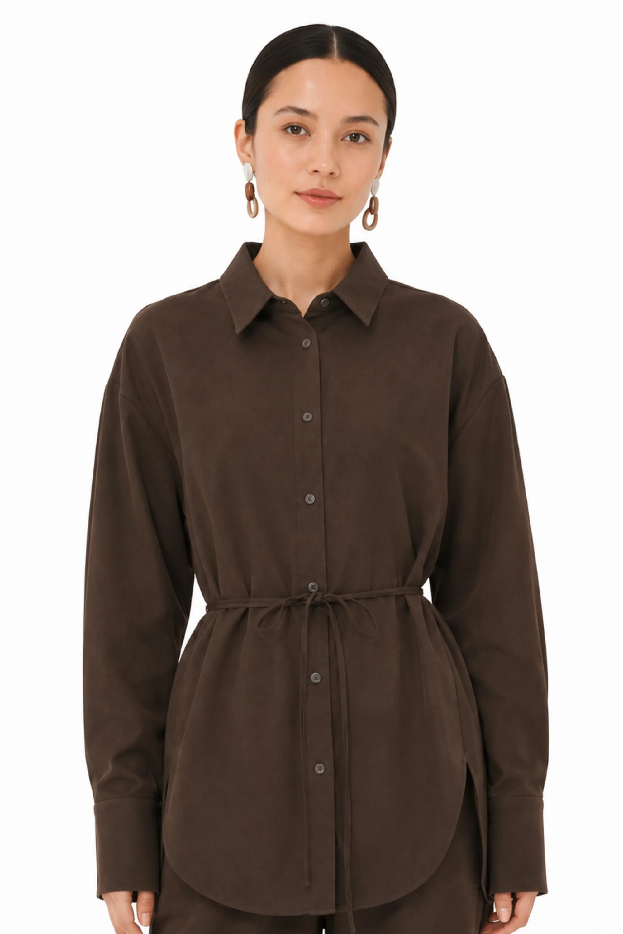 Deep Cocoa Tie-Up Shirt