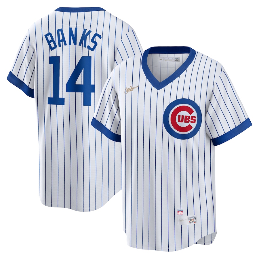 Ernie Banks Chicago Cubs Home Cooperstown Collection Player Jersey White