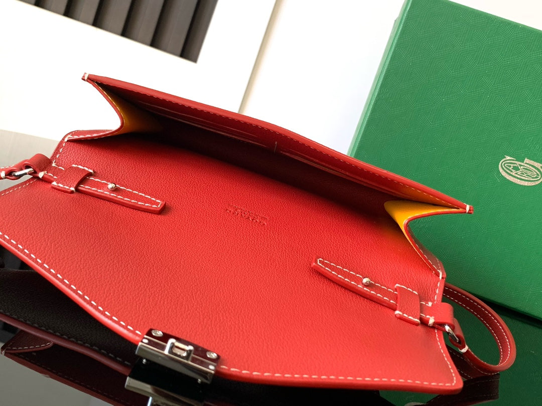 Goyard Chypre Wallet-Pouch 21cm Classic Red Goyardine Canvas And Calfskin