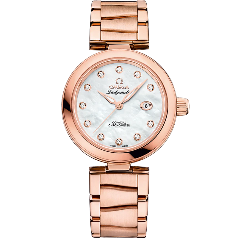Omega De Ville Ladymatic 34mm White Dial with Diamonds Sedna™ 18k Rose Gold Bracelet 425.65.34.20.55.010