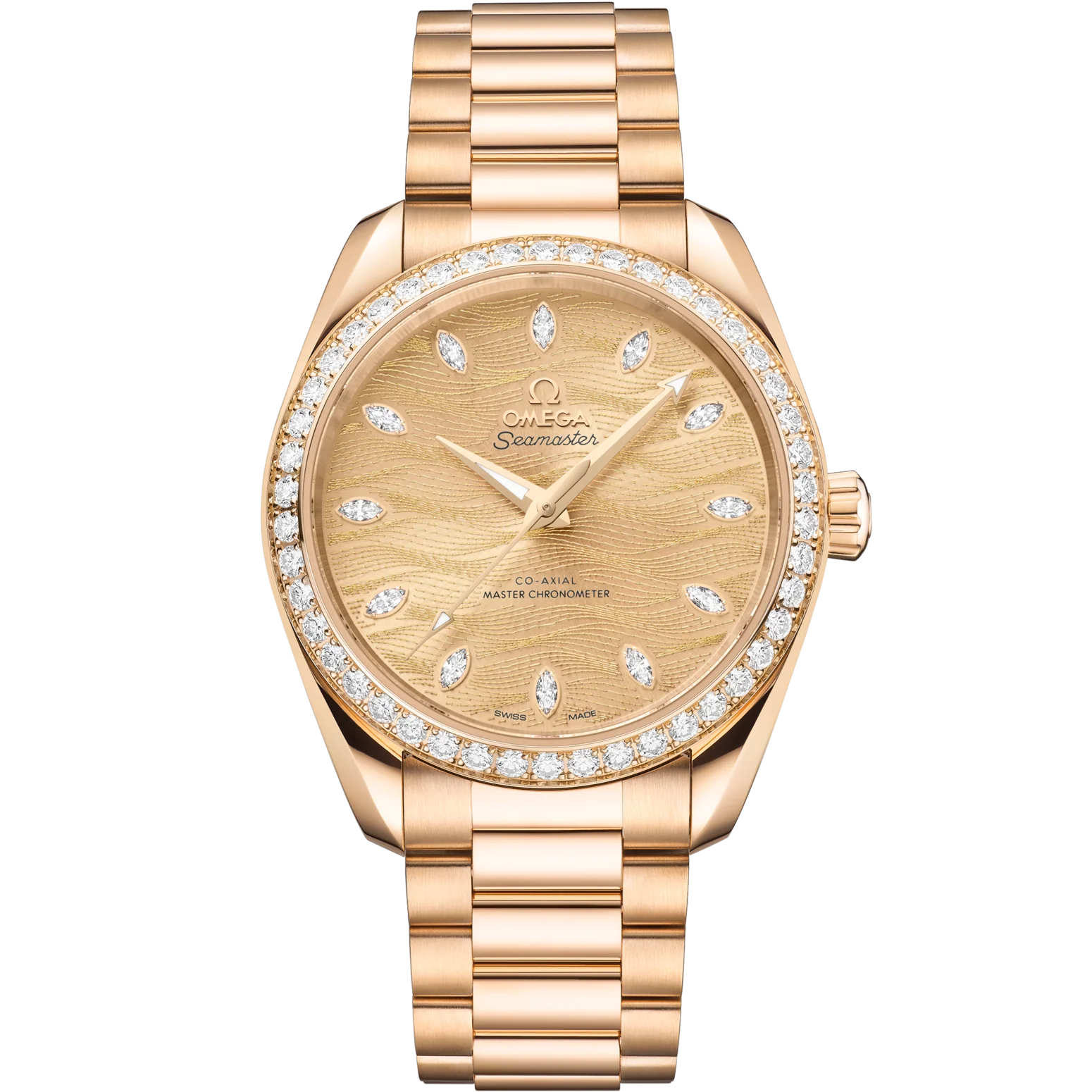 Omega Seamaster Aqua Terra 150M 38 mm Yellow Dial  Moonshine™ 18k Rose Gold Bracelet 220.55.38.20.99.002