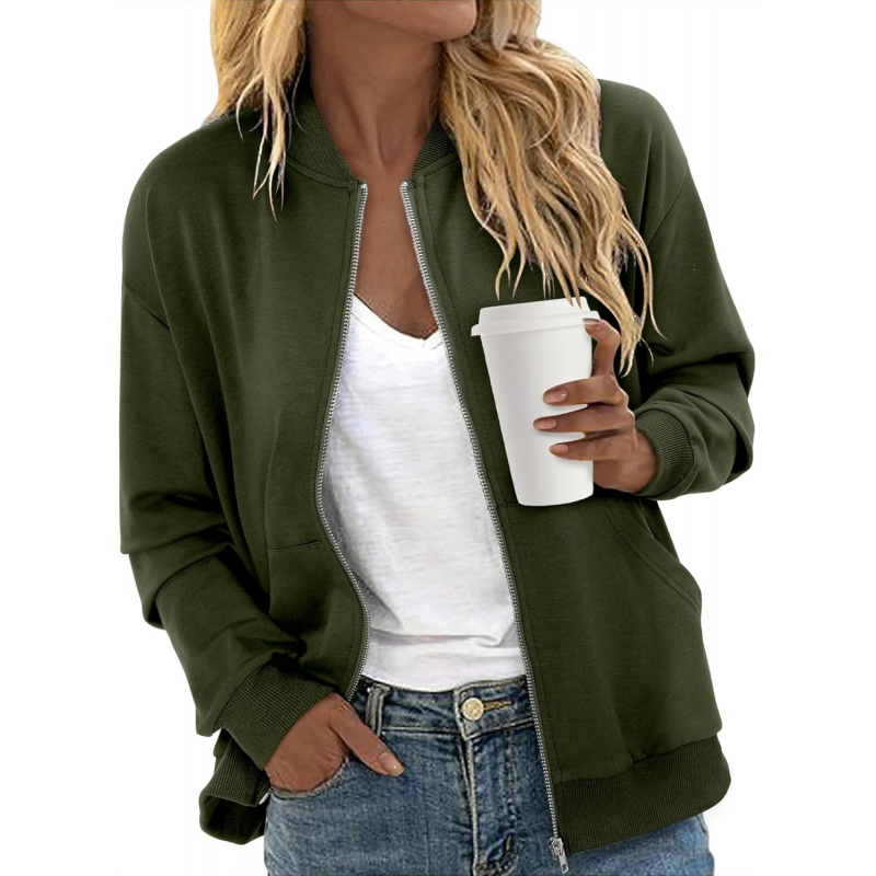 Women's Zip Up Jacket Casual Long Sleeve