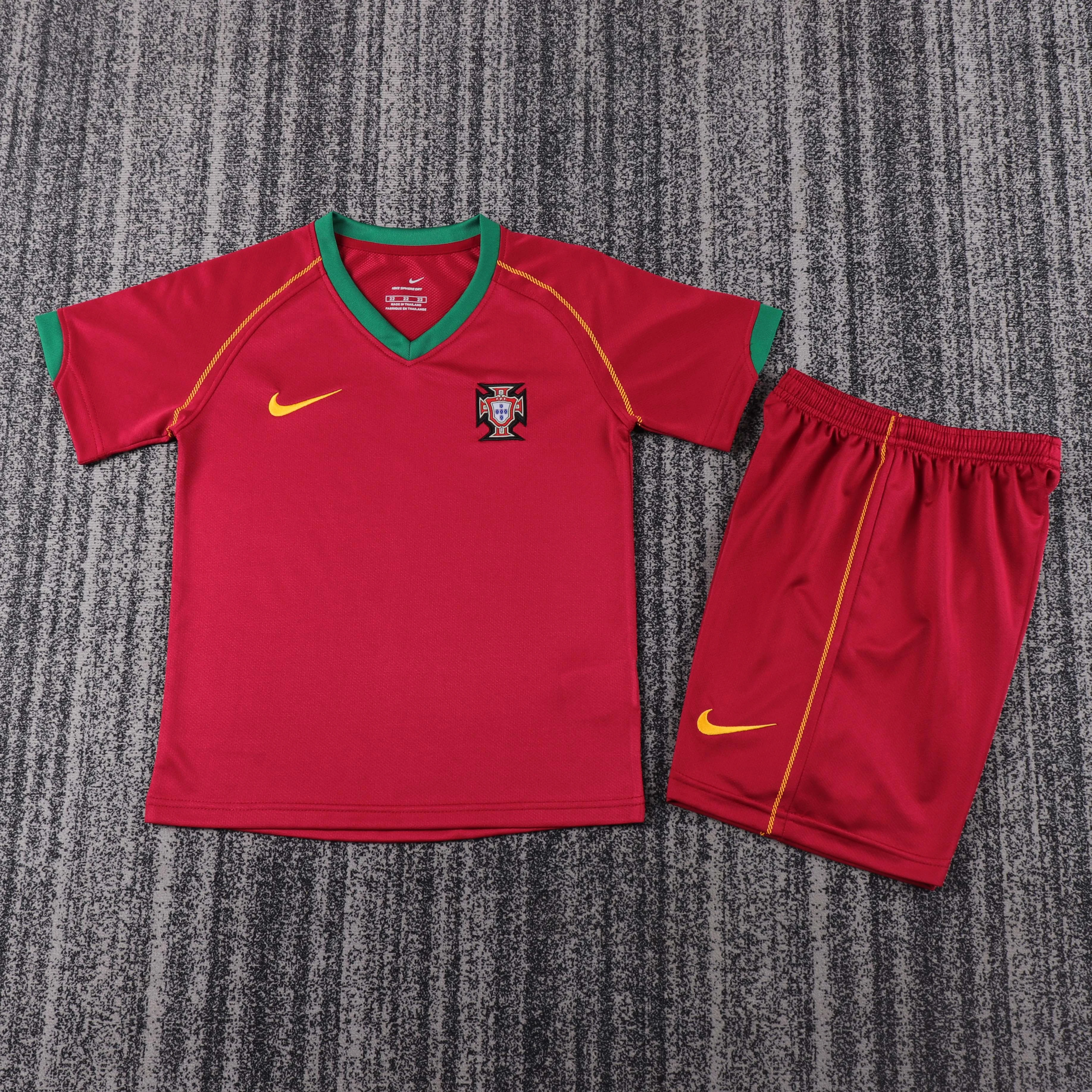 Retro Kids 2006 Kids Portugal Home football jersey