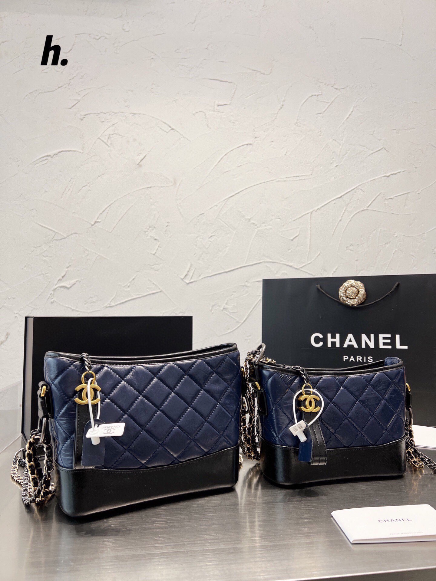 Chanel Gabrielle - Quilted Calfskin Hobo Black Gold Hardware