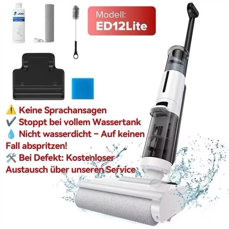 JONR-ED12 Nass- und Trockenstaubsauger Selbstreinigend Kabellos Bodenreiniger Leichter Mopp für Hartböden Tierhaare Essensreste Rundum-Reinigung ohne Auslass