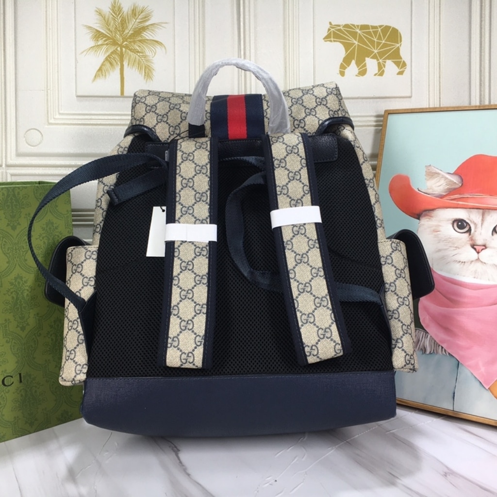Gucci Ophidia GG Medium Backpack Beige Blue GG Supreme 40cm 598140 HUHAN 4079