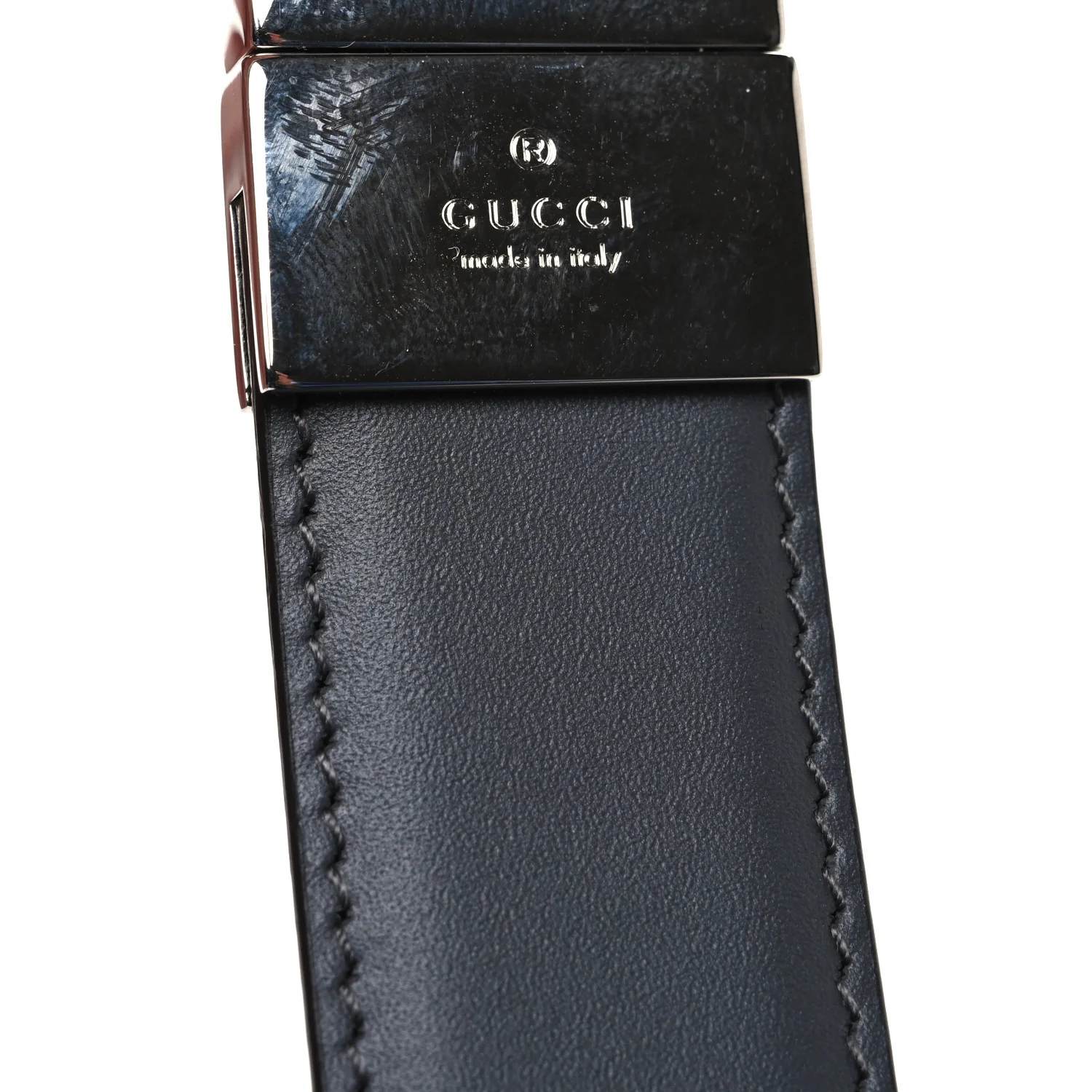 Selleria Calfskin GG Supreme Monogram Reversible Belt 90 36 Graphite Grey Black