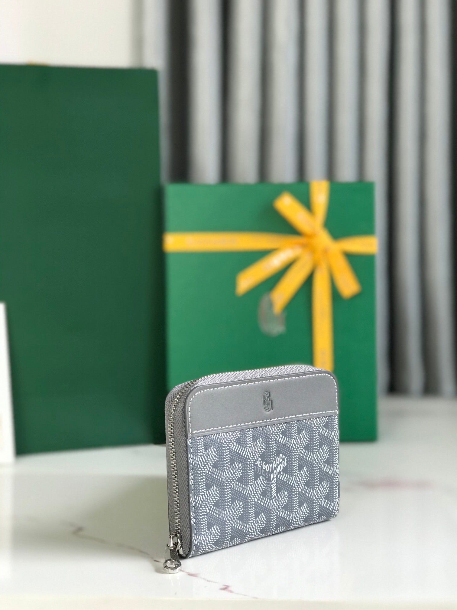 Goyard Matignon Mini Wallet 11 Cm Gray Goyardine Canvas And Calfskin