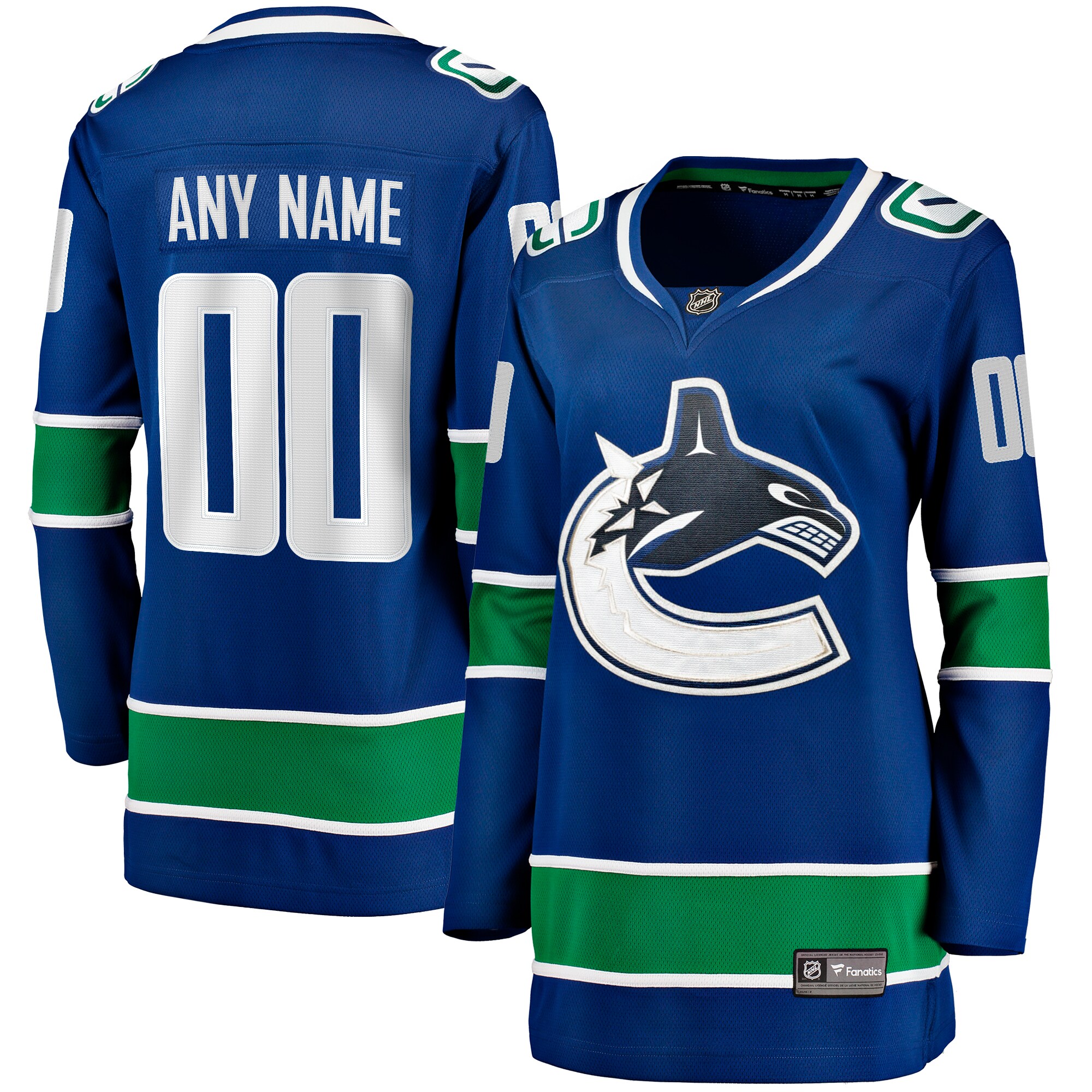 Vancouver Canucks Fanatics Women’s Breakaway Custom Jersey – Blue