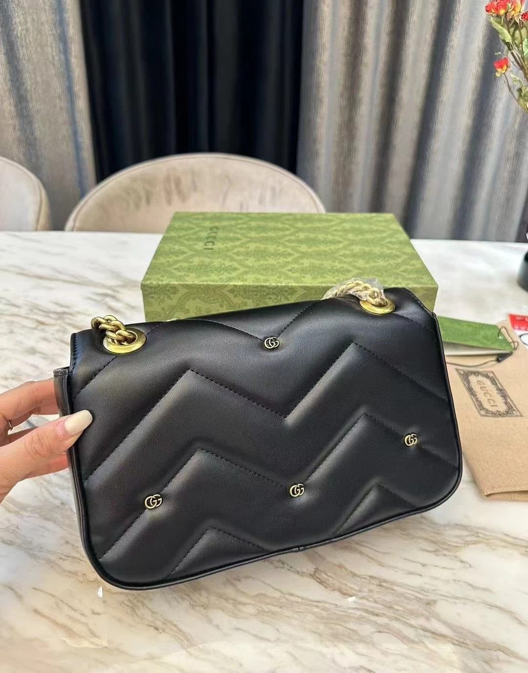 Gucci Gg Marmont Shoulder Bag Black 23Cm 443497 Aacpg 1000