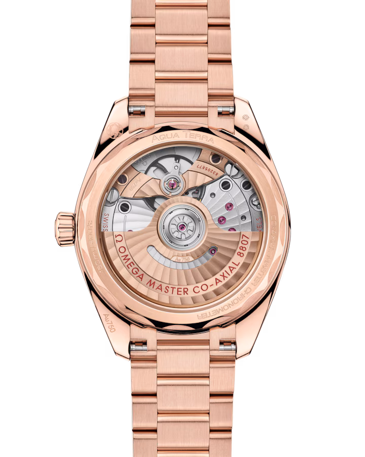 Omega Seamaster Aqua Terra 150M 34 mm Pink Dial with Diamonds Sedna™ 18k Rose Gold Bracelet 220.55.34.20.99.007