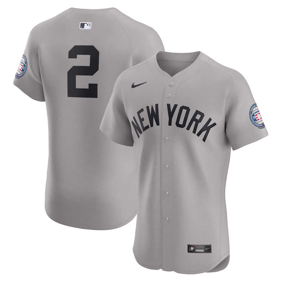Derek Jeter New York Yankees Road 2020 Hall of Fame Induction Patch Elite Player Jersey Gray