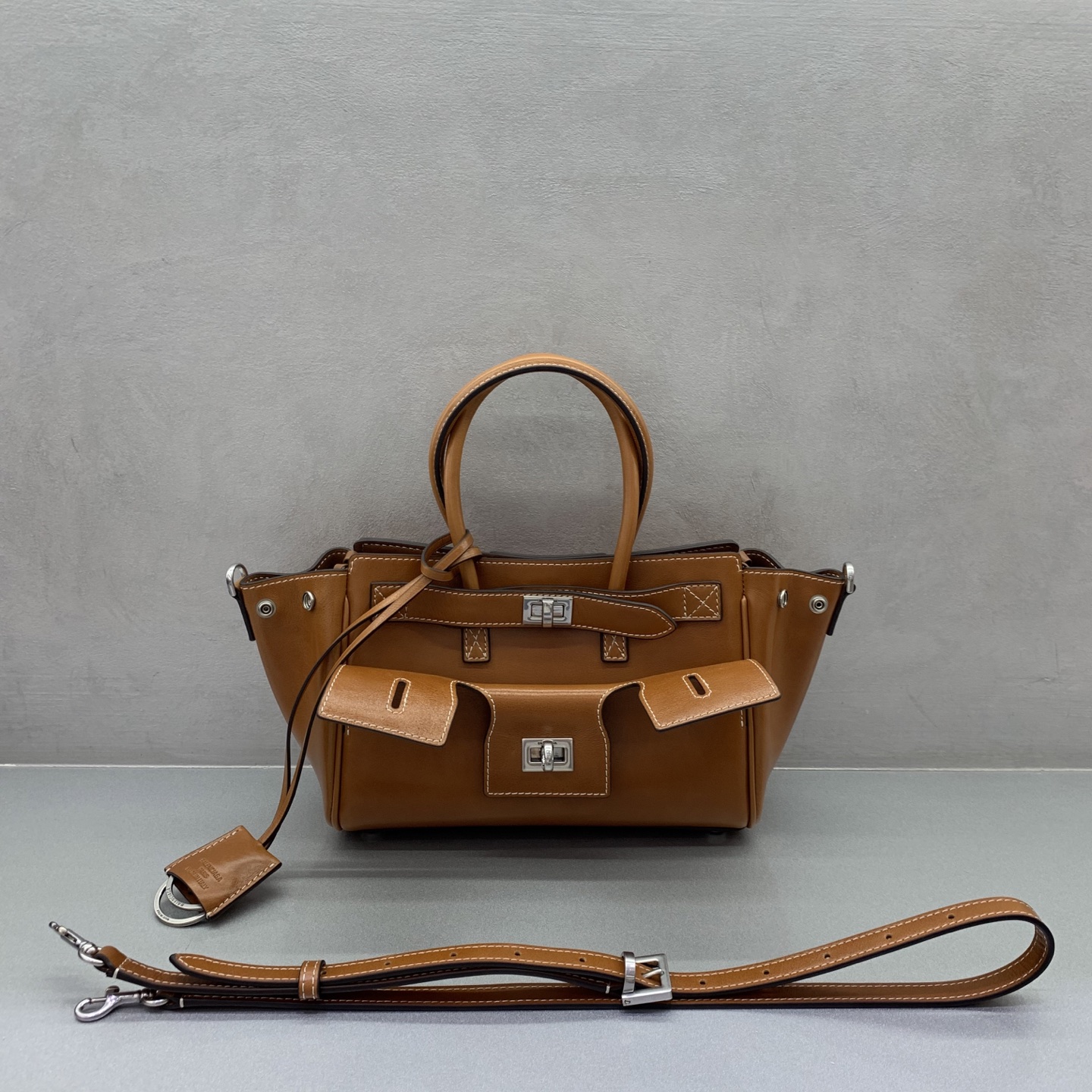 BALENCIAGA Women's Bel Air Carry All Bag Mini in Tan Cowboy