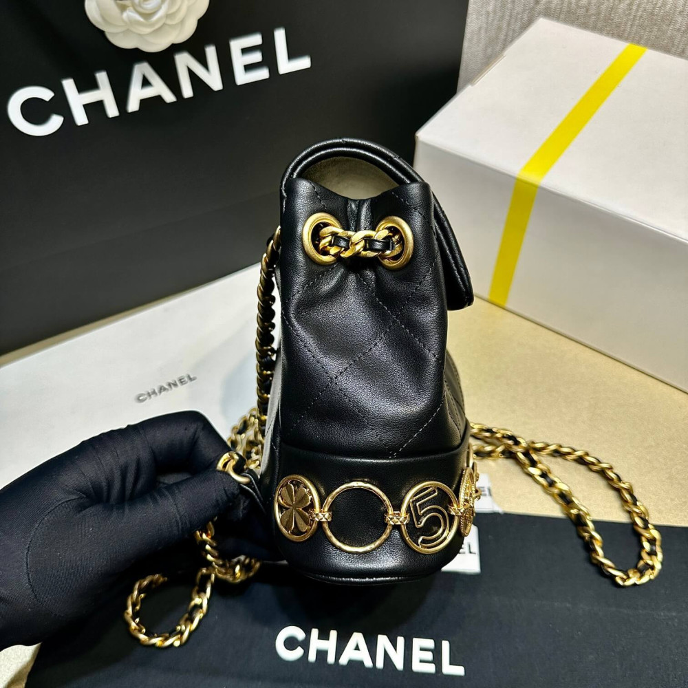 Chanel Small Backpack in Black Calfskin