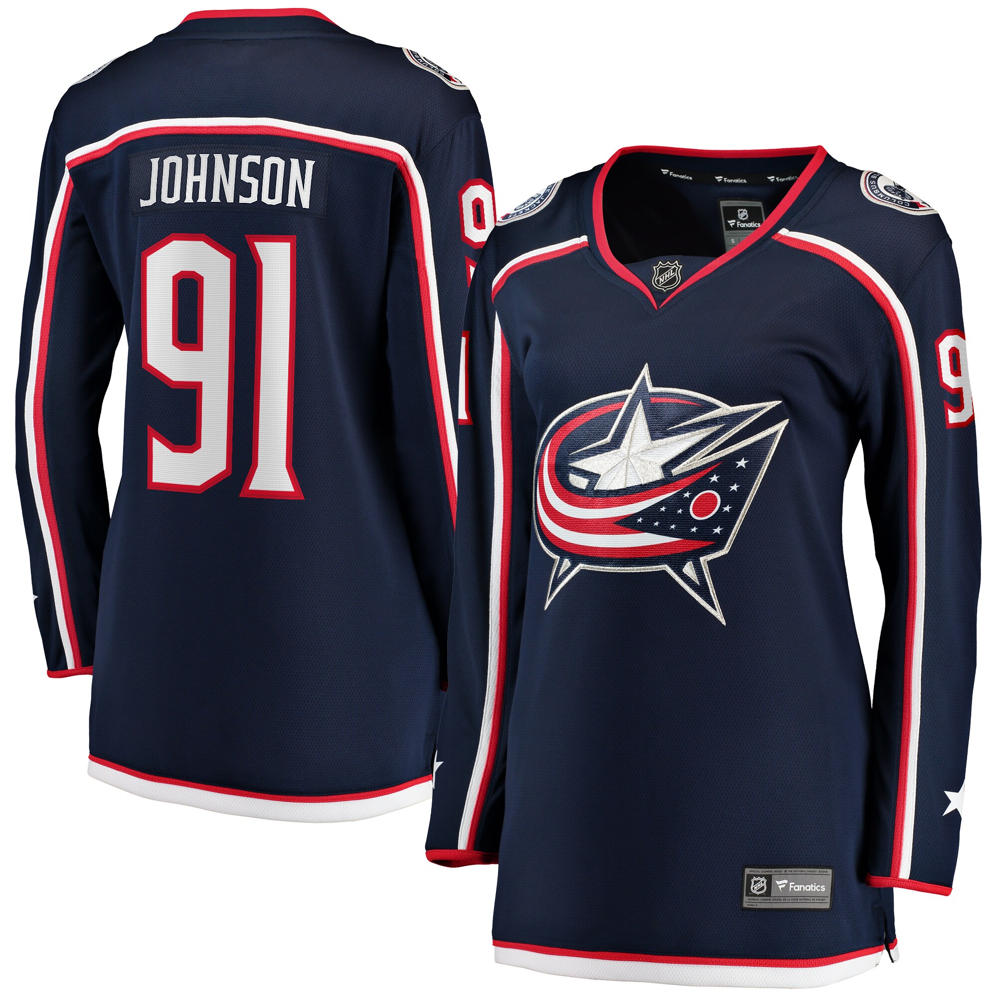 Kent Johnson Columbus Blue Jackets Fanatics Women’s Home Breakaway Player Jersey – Navy