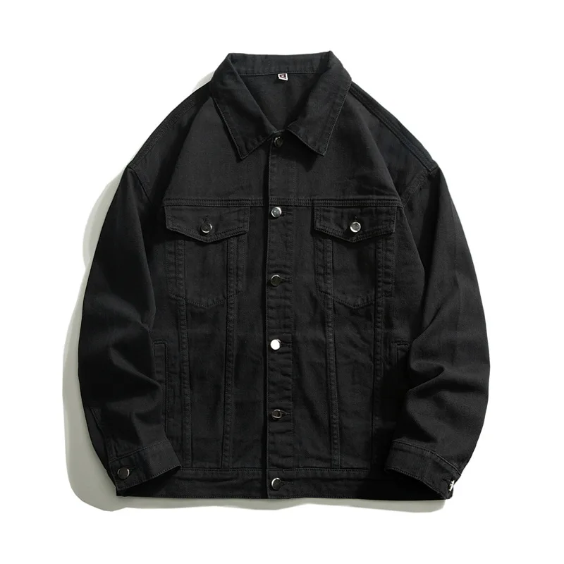 Fashion brand solid color casual denim jacket men’s baggy large size all-in-one jacket