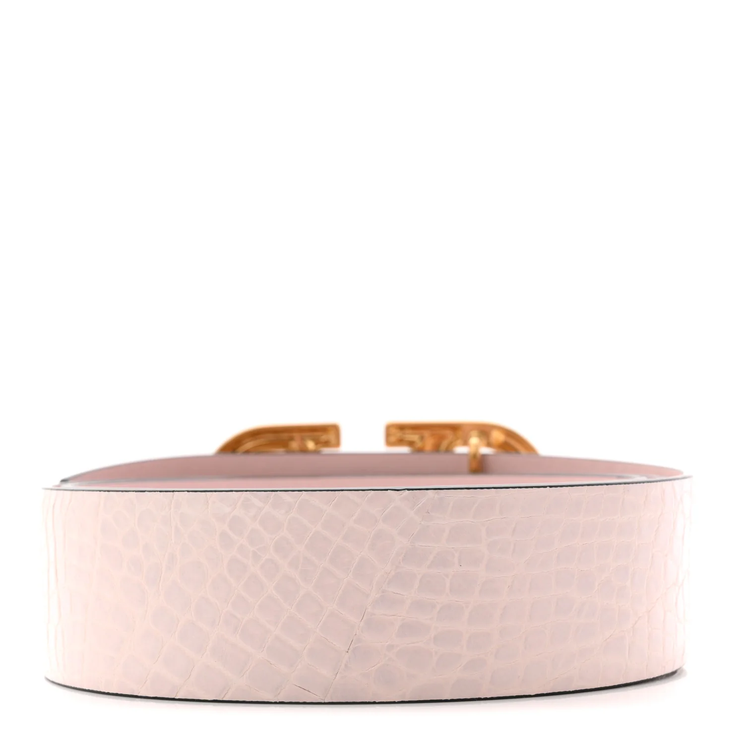 Crocodile Embossed Calfskin VLogo Belt 90 36 Pink