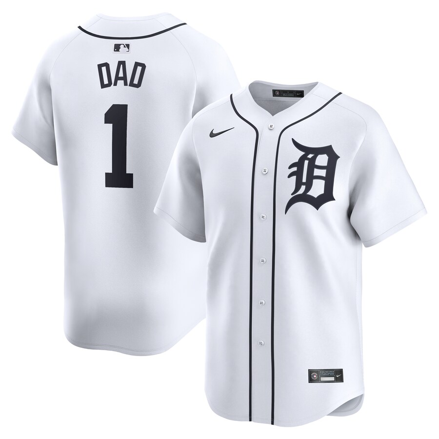 Detroit Tigers #1 Dad Home Limited Jersey White