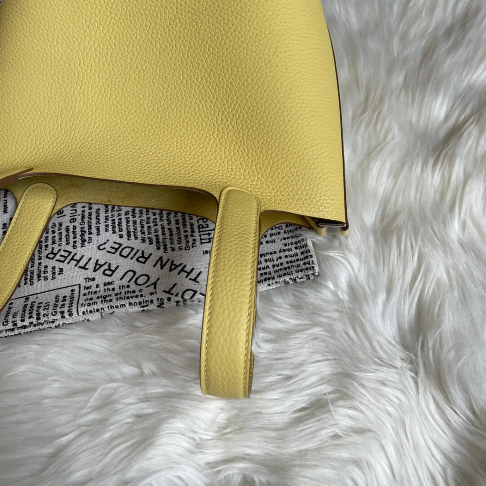 Hermes Picotin Lock Bag In Taurillon Clemence Limoncello 22Cm