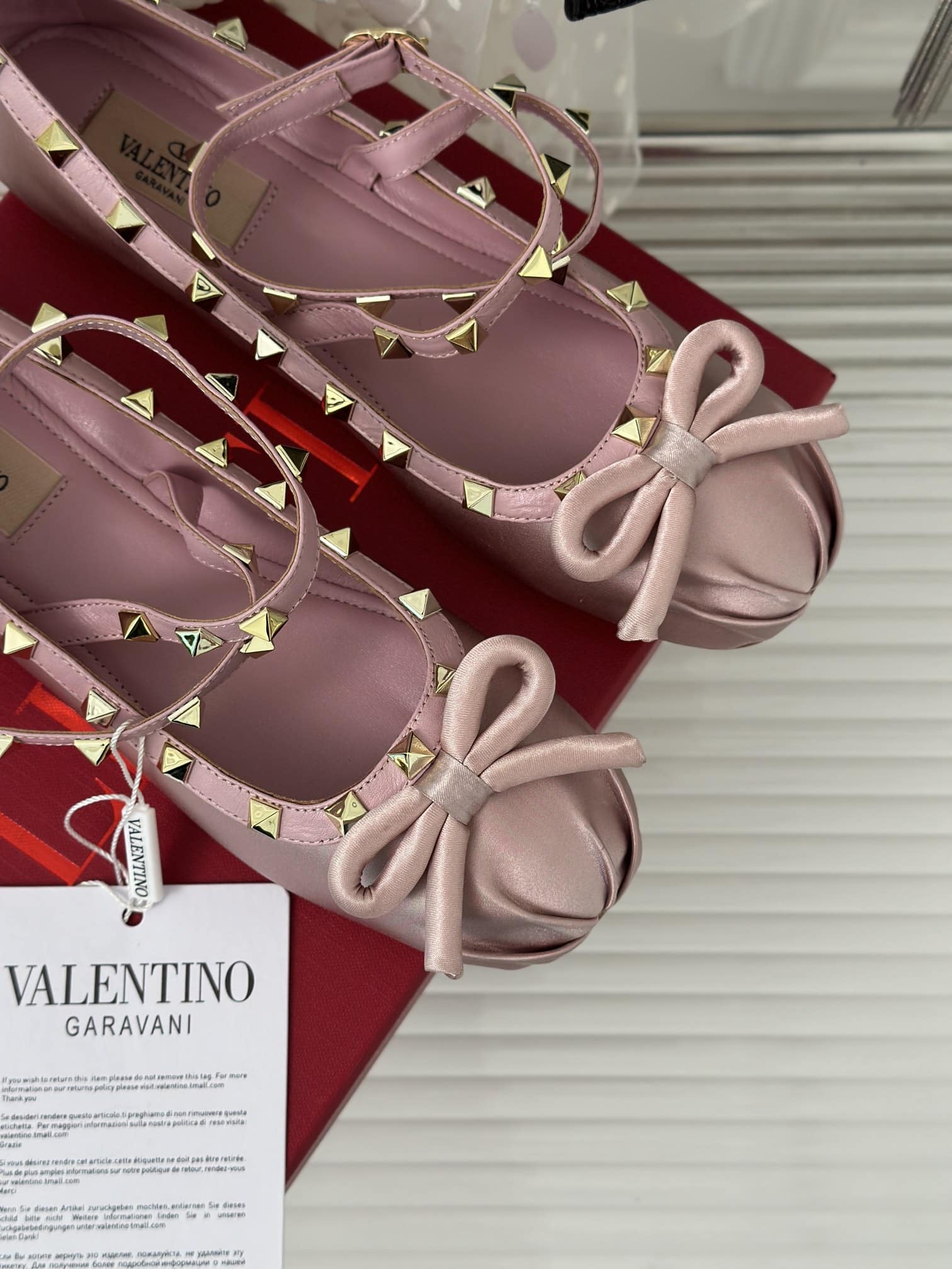Valentino Garavani Rockstud Satin Ballerina Water Lilac 3W2S0Hb6Swh 6E0