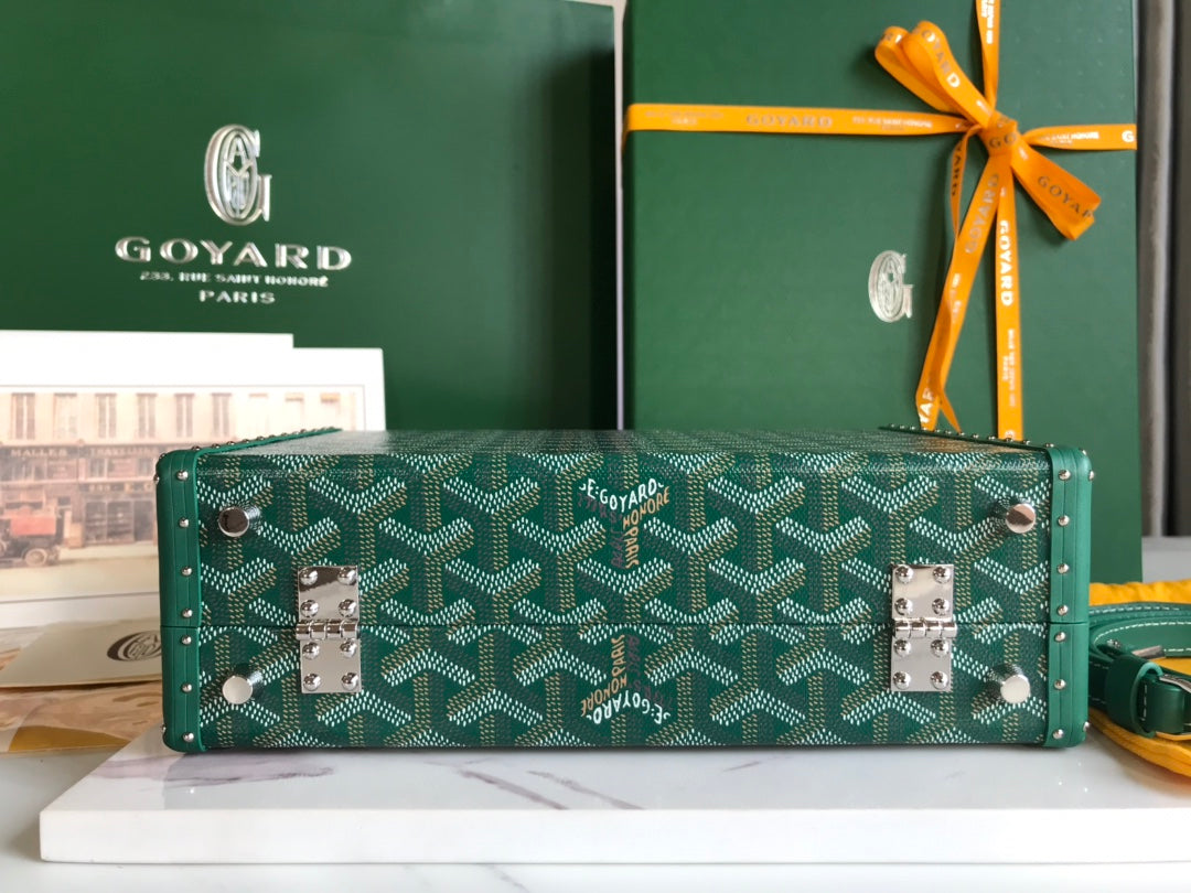 Goyard Grand Hôtel Trunk Bag 24.5cm Green Goyardine Canvas And Calfskin