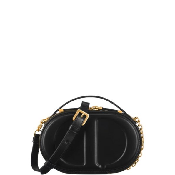 DIOR SIGNATURE OVAL CAMERA BAG BLACK CALFSKIN 18CM
