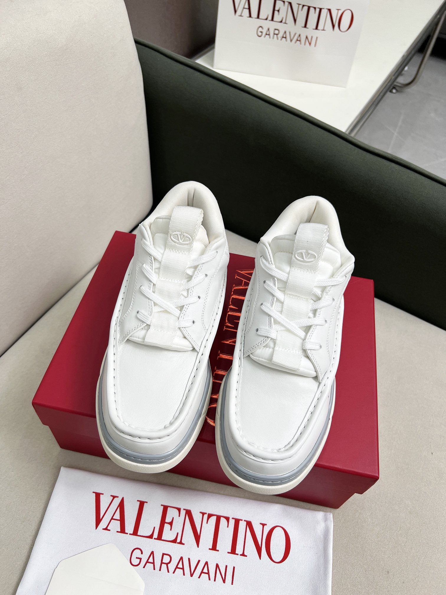 VALENTINO CALFSKIN LEATHER MID-TOP RUNBOOT SNEAKER