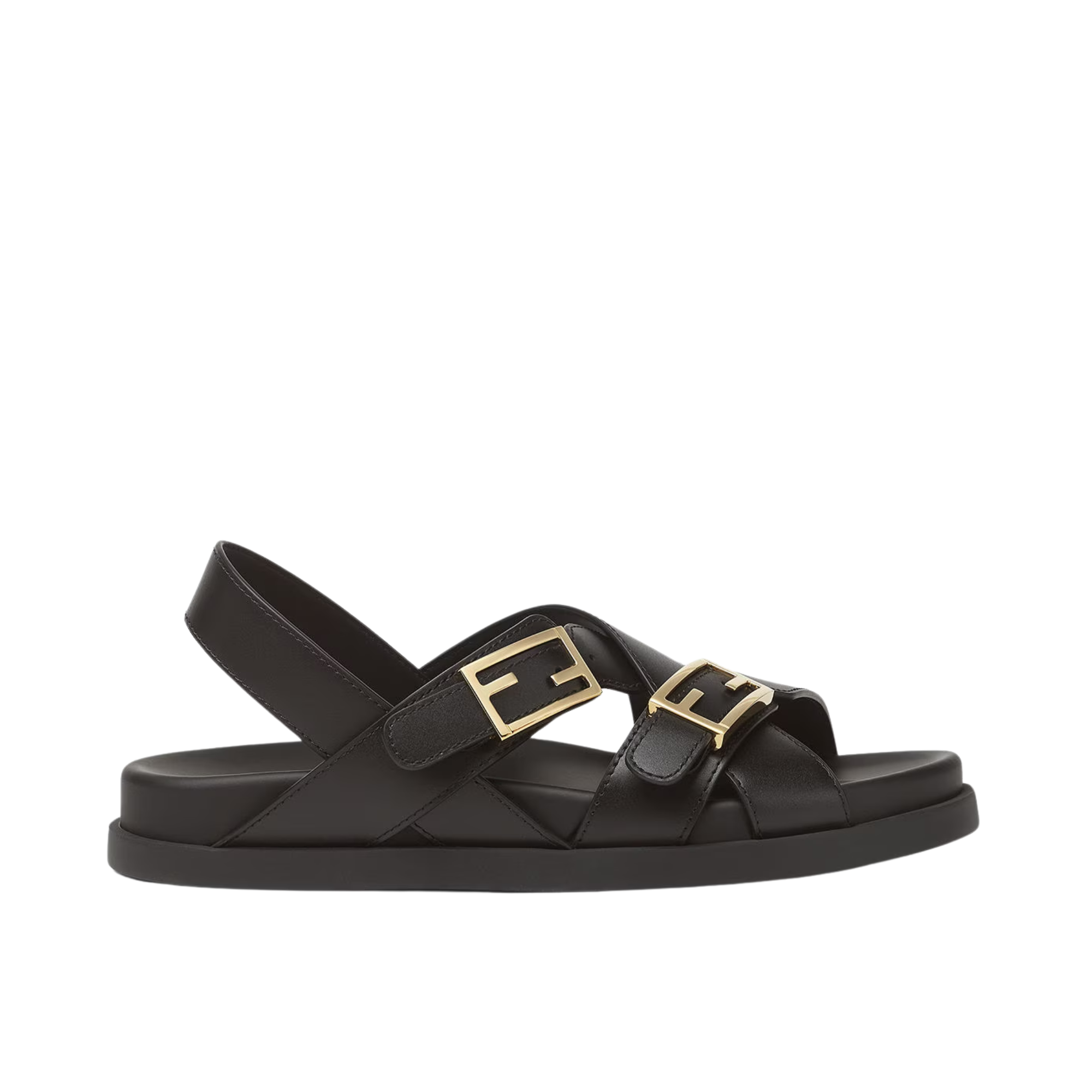 Fendi Feel Leather Slides Black 8X8647Na7F0Qa1