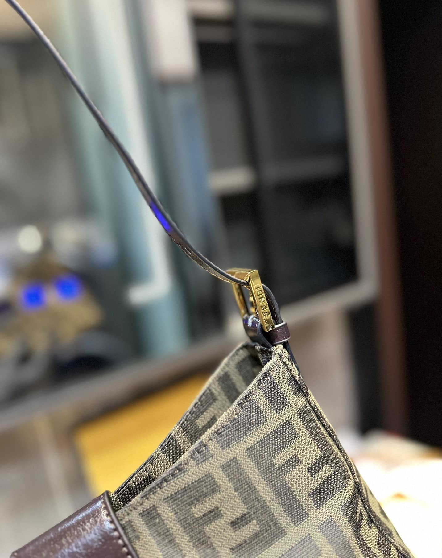 Fendi Zucca Handbag Brown 24Cm