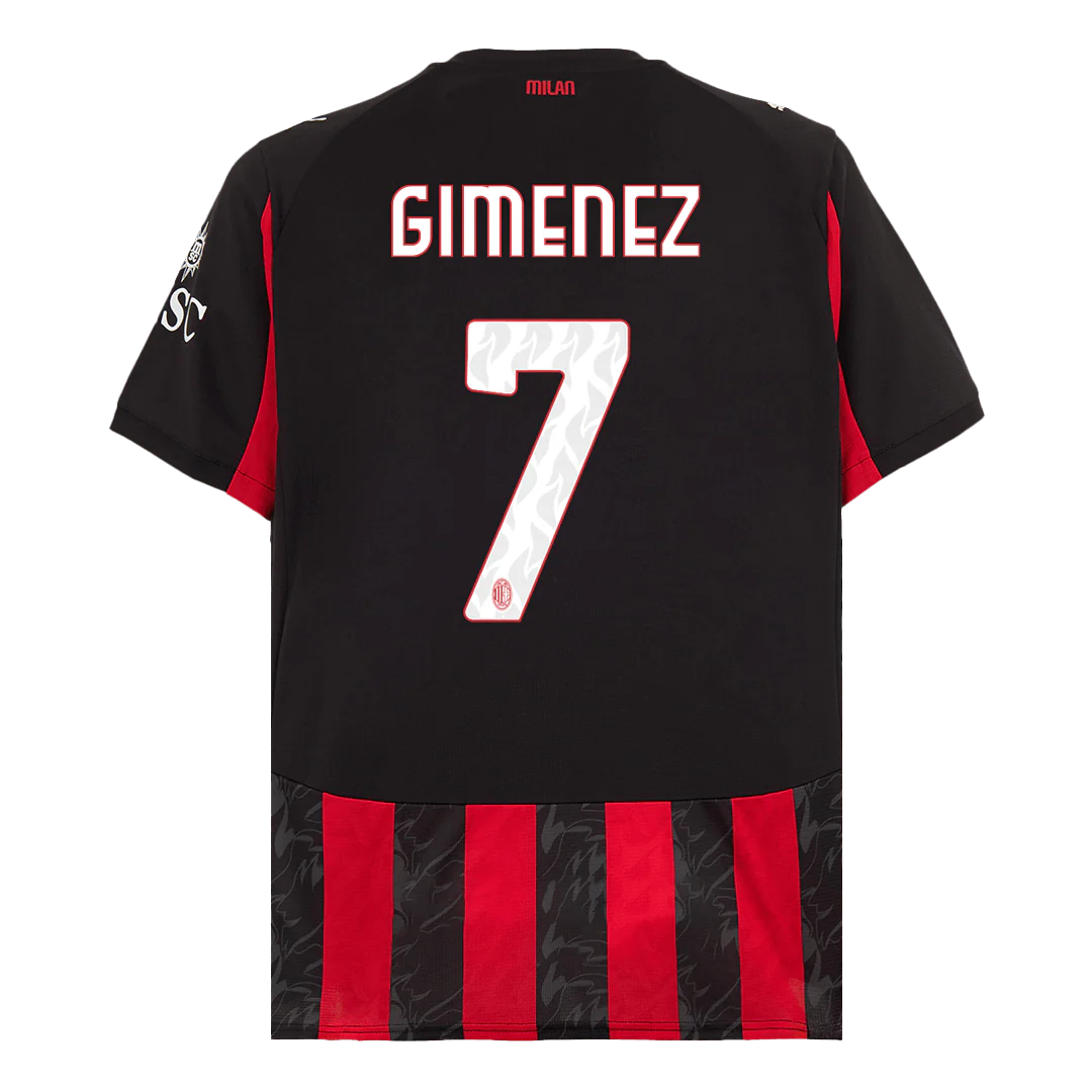 GIMENEZ #7 AC Milan Home Soccer Jersey 2025/26 Red&Black