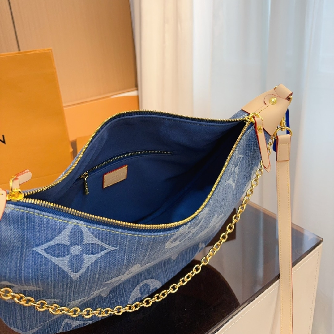 Louis Vuitton Loop Hobo Monogram Denim Bag Blue 35Cm