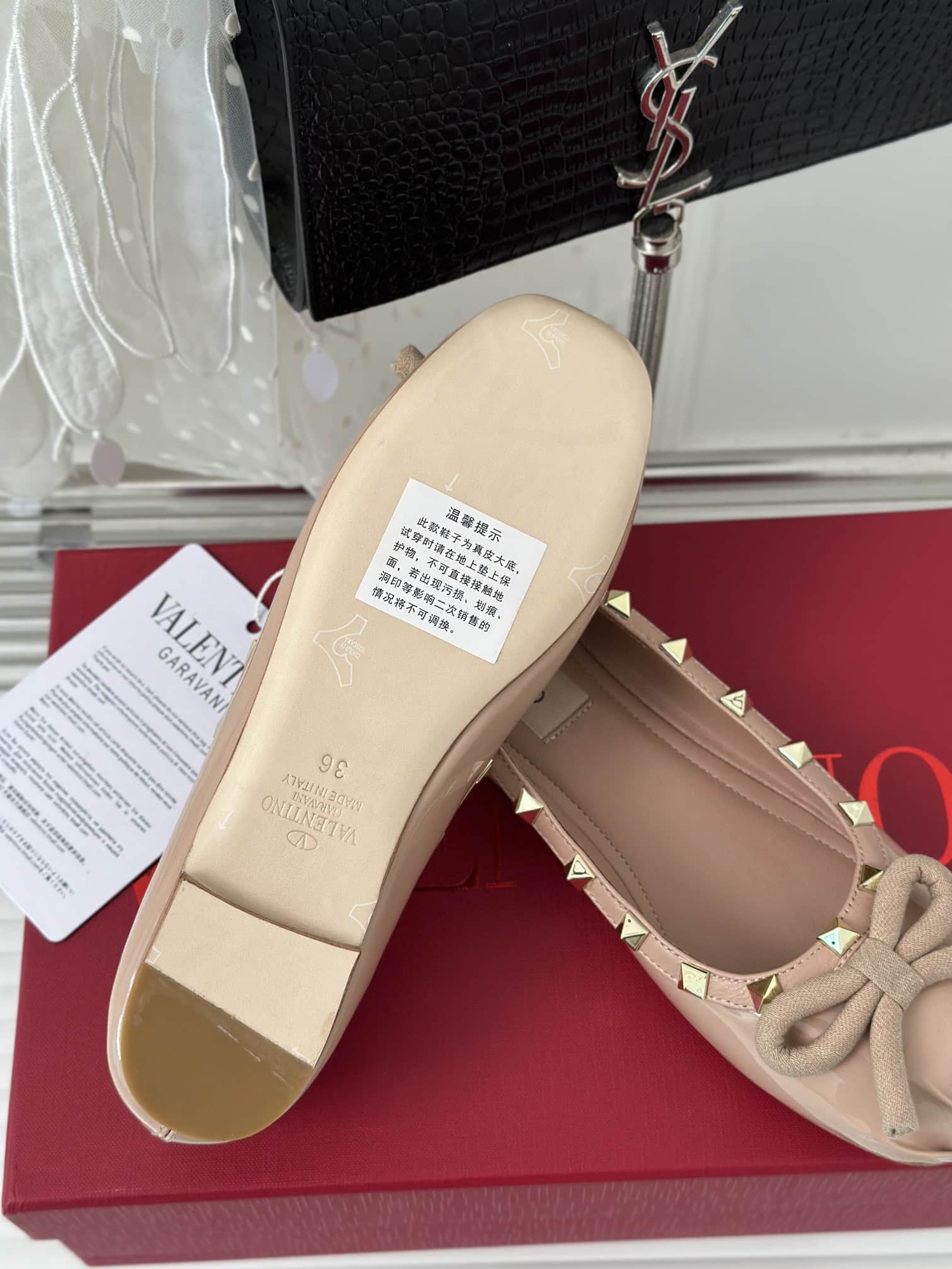 Valentino Garavani Rockstud Patent Leather Ballerina Rose Cannelle 3W2S0Hq5Vnw Gf9