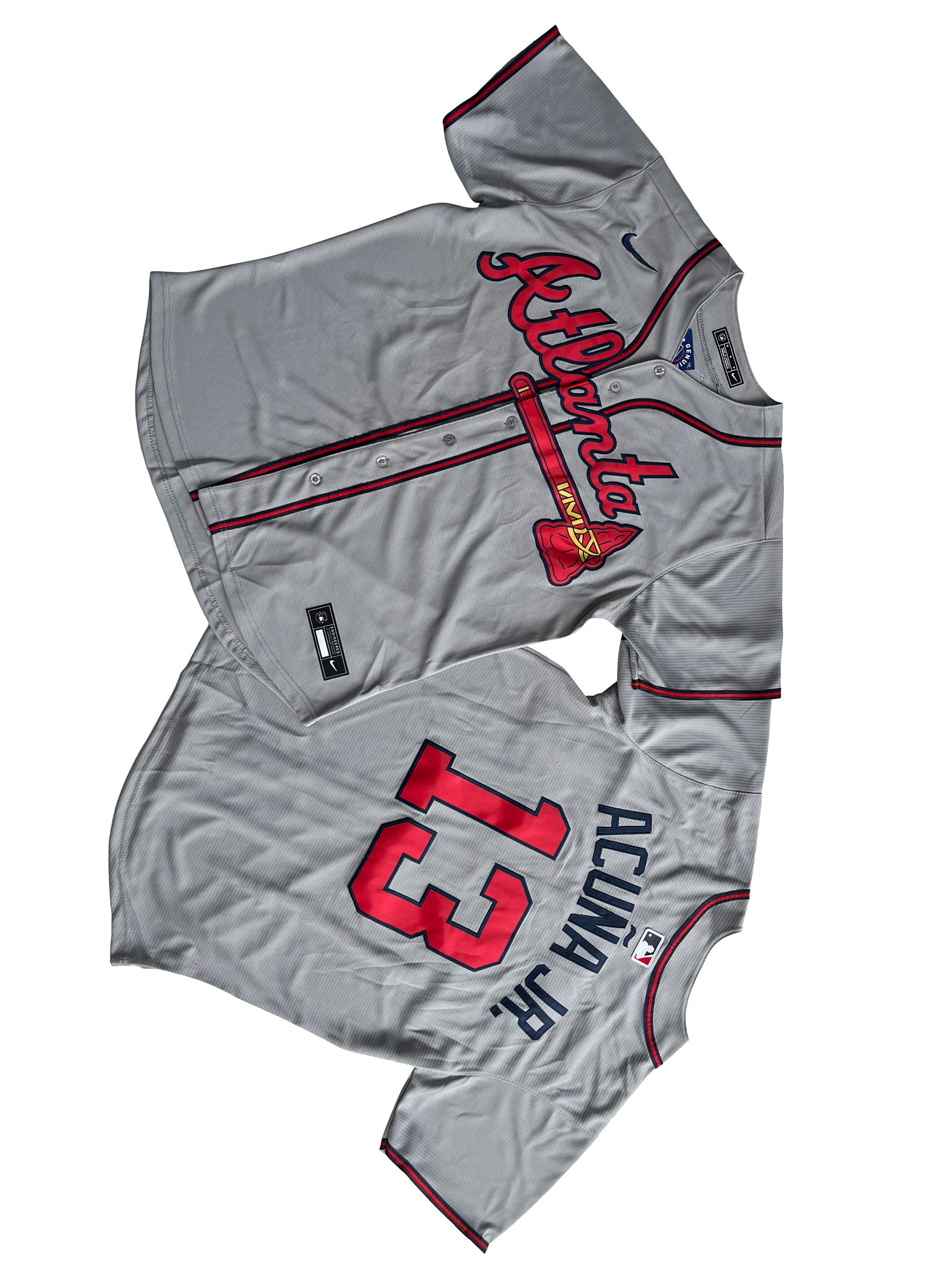 Men's Atlanta Braves Ronald Acuña Jr. #13 Gray Away Limited Player Jersey