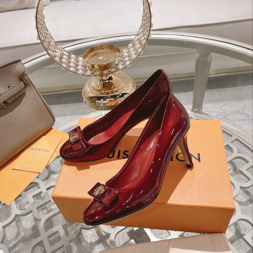 Louis Vuitton Patent Leather Pumps Dark Red