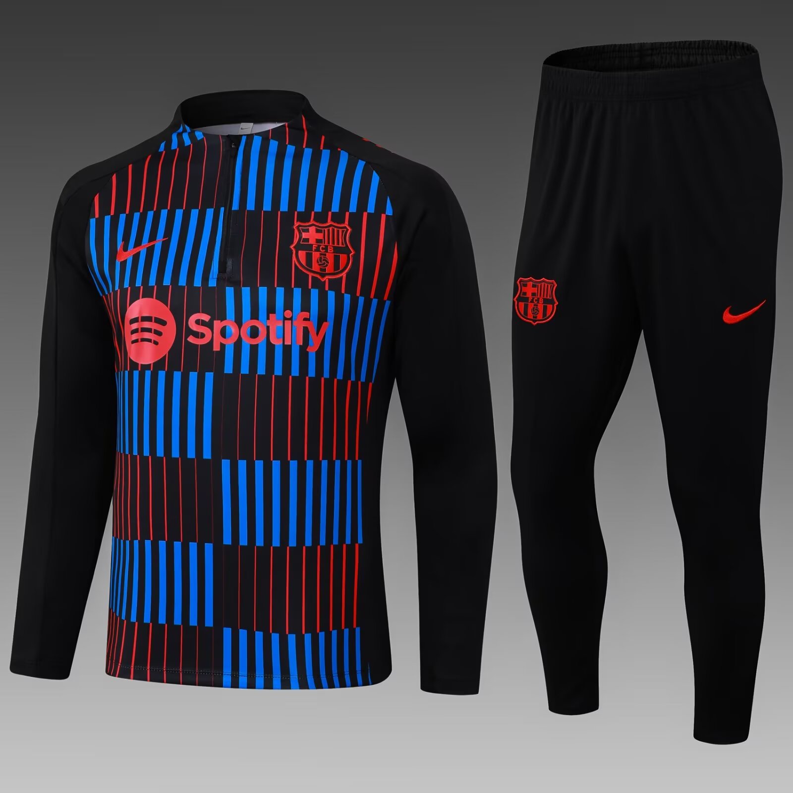 2024/2025 Barcelona Half-Pull Training Suit Stripe Red-Blue Football Shirt 1:1 Thai Quality