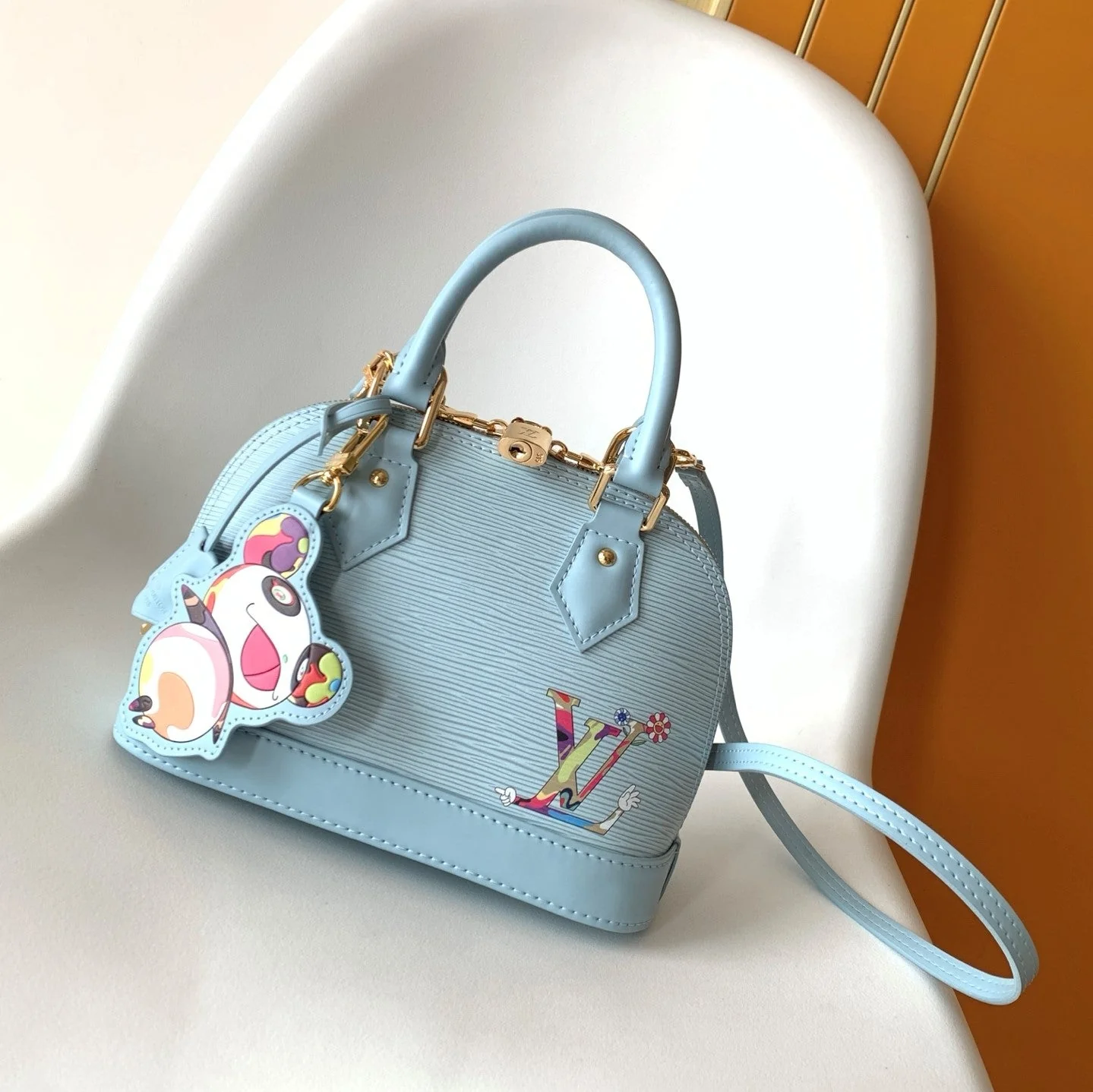 LV x TM Alma BB M13670 Handbag 23.5cm Light Blue Epi Grained Cowhide