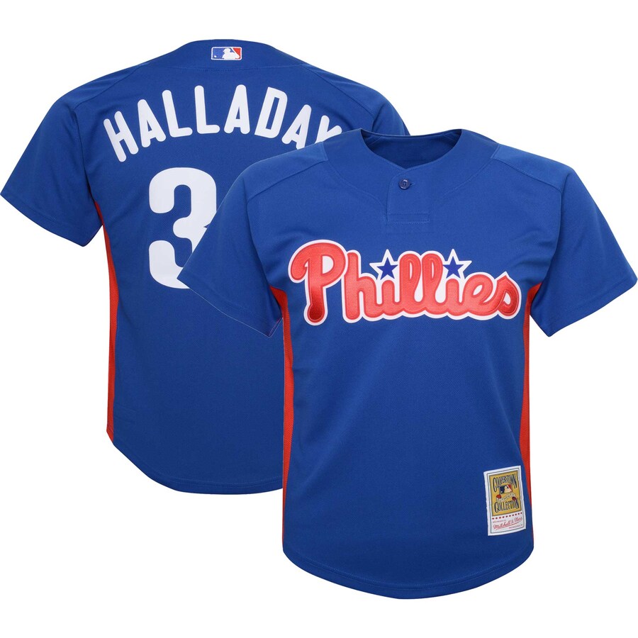 Roy Halladay Philadelphia Phillies Mitchell&Ness Youth Cooperstown Collection Mesh Batting Practice Jersey Royal