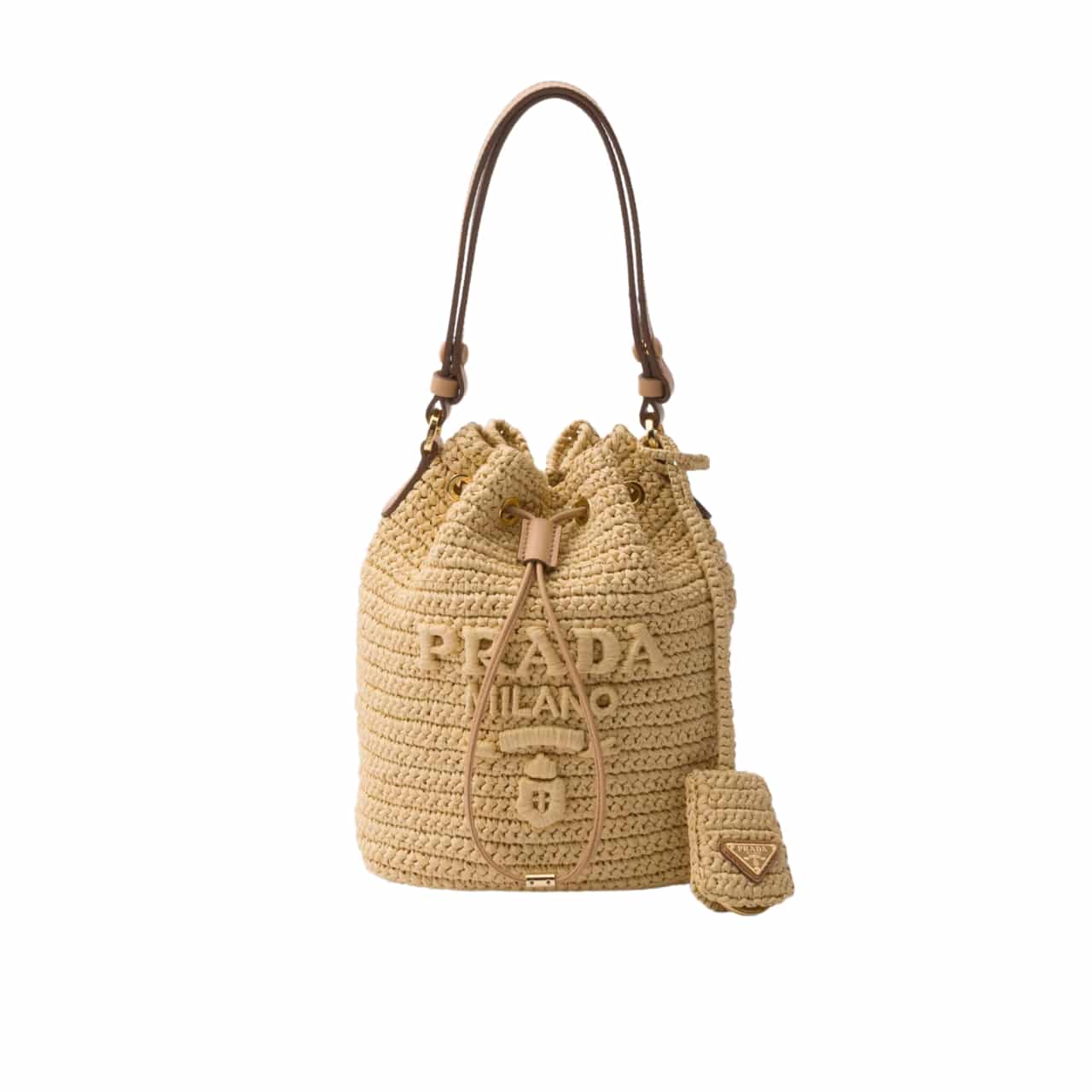 Prada Crochet And Mini Bucket Bag Natural 20Cm